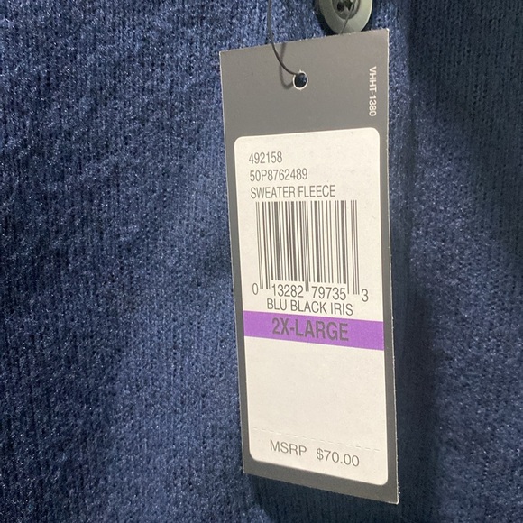 Van Heusen Men's l Pullover 1/4 Button Sweater Long Sleeve blue -Black Size XXL - Picture 3 of 6